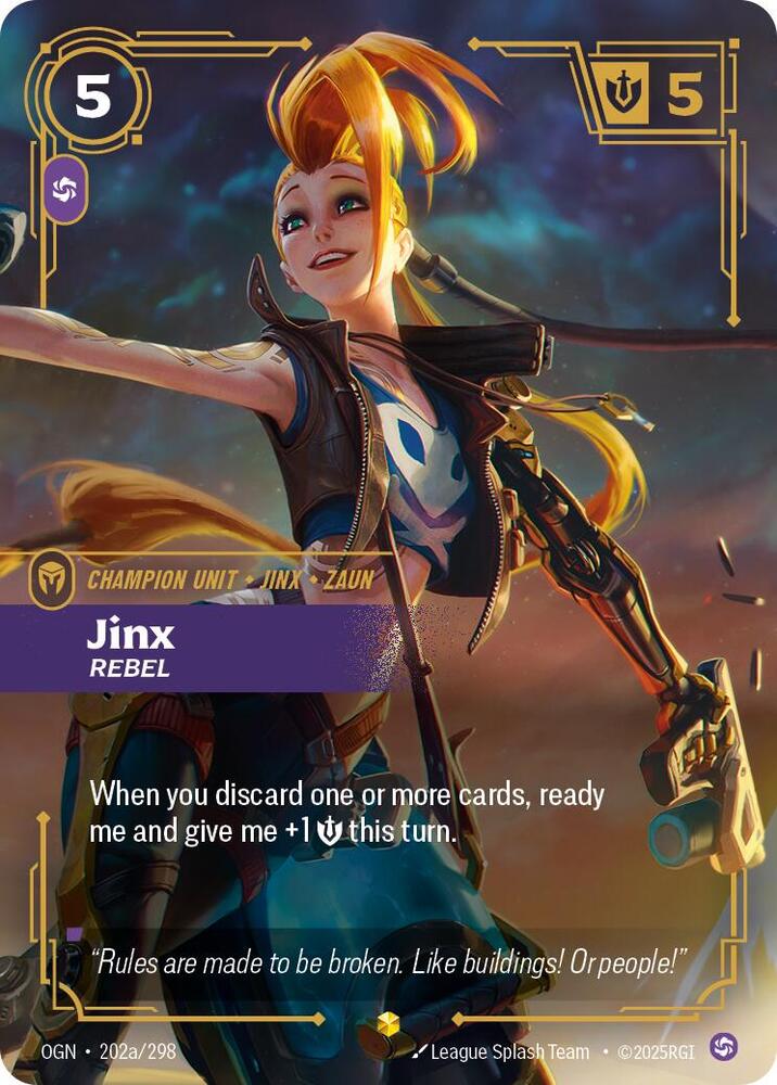Jinx Rebel Alternate Art Riftbound Origins 202a/298