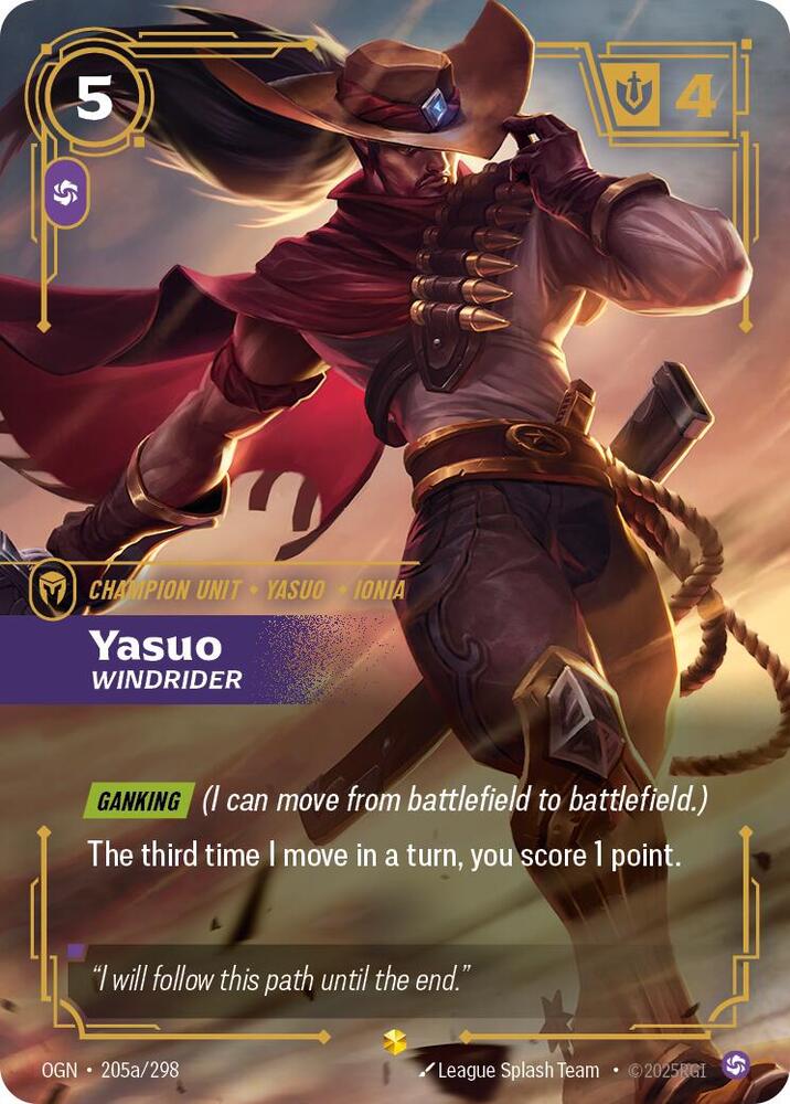 Yasuo Windrider Alternate Art Riftbound Origins 205a/298