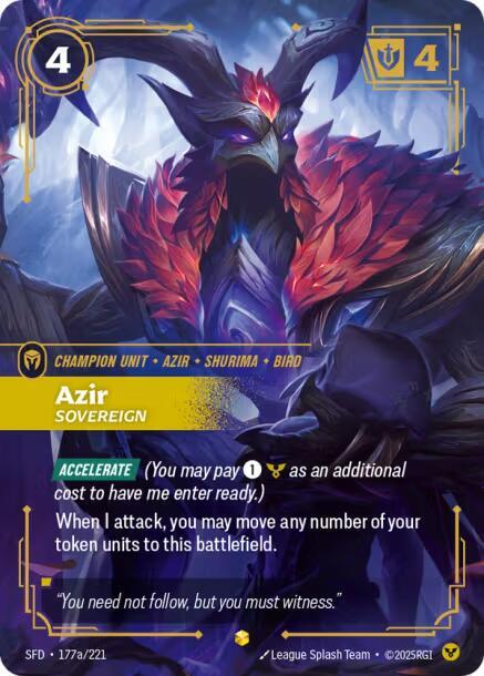 Azir Sovereign Alternate Art Riftbound Spiritforged 177a/221