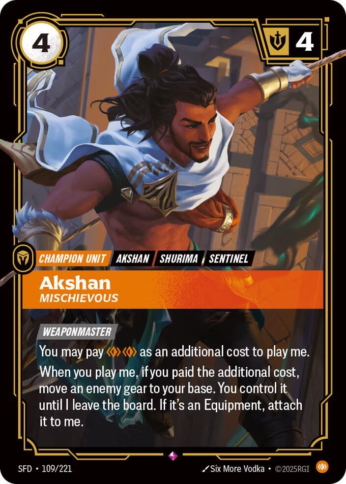 Akshan Mischievous Riftbound Spiritforged 109/221