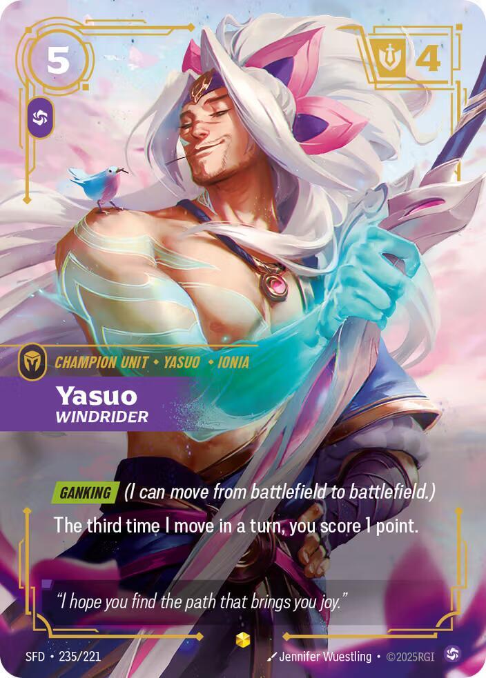 Yasuo Windrider Overnumbered Riftbound Spiritforged 235/221