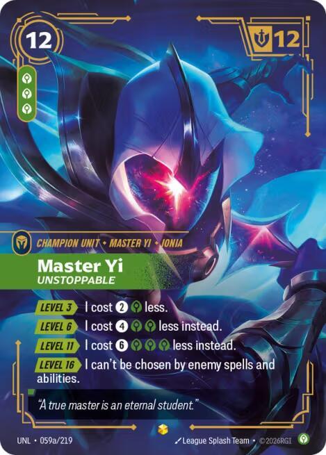 Master Yi Unstoppable Alternate Art Riftbound Unleashed 059a/219