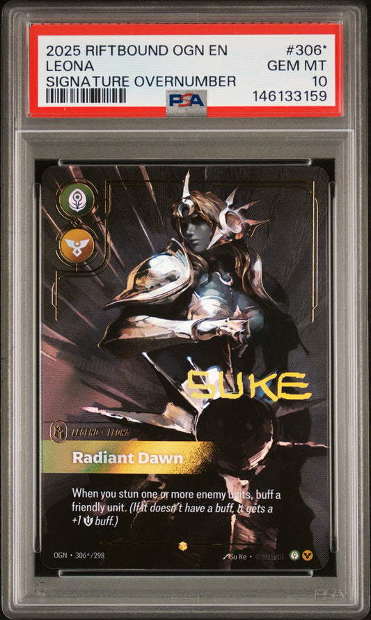 PSA 10 GEM MINT Leona Signature Riftbound Origins 306/298