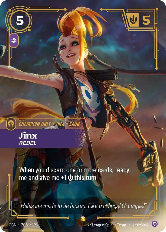 Jinx Rebel Alternate Art Riftbound Origins 202a/298