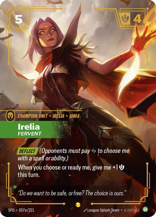 Irelia Fervent Alternate Art Riftbound Spiritforged 057a/221