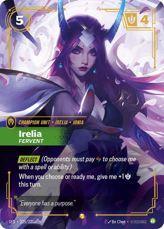 Irelia Fervent Overnumbered Riftbound Spiritforged 225/221
