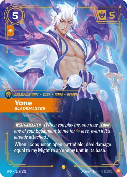 Yone Blademaster Overnumbered Riftbound Spiritforged 233/221