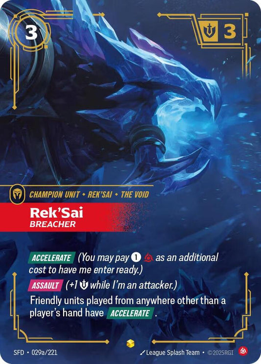 Rek'sai Breacher Alternate Art Riftbound Spiritforged 029a/221
