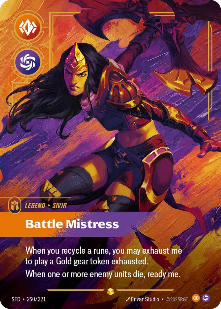 Sivir Battle Mistress Overnumbered Riftbound Spiritforged 250/221
