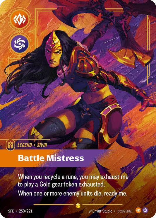 Sivir Battle Mistress Overnumbered Riftbound Spiritforged 250/221