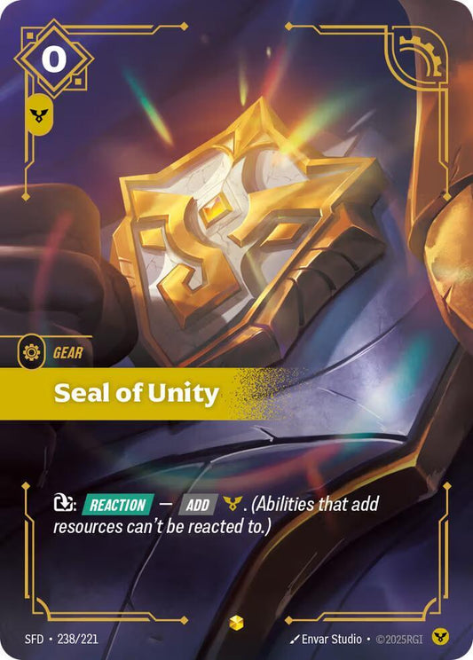 Seal of Unity Overnumbered Riftbound Spiritforged 238/221