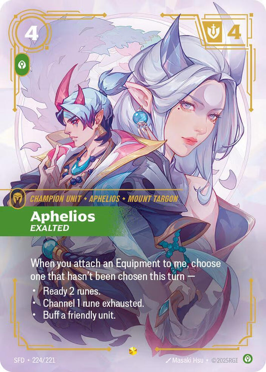 Aphelios Exalted Overnumbered Riftbound Spiritforged 224/221