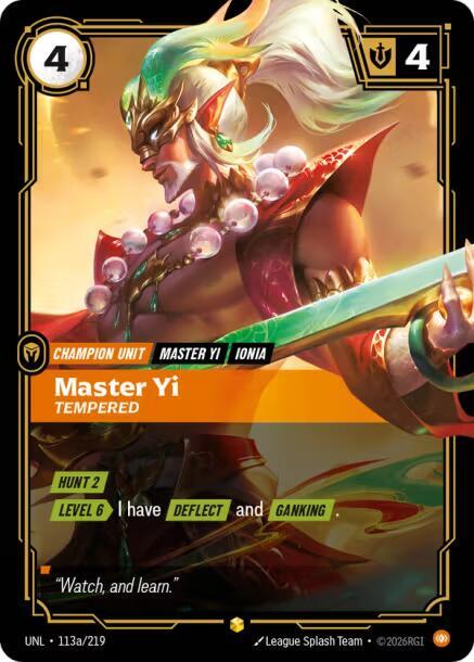 Master Yi Tempered Riftbound Unleashed 113a/219